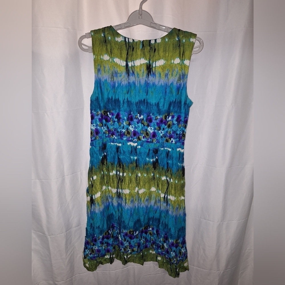 dressbarn Vibrant Blue and Green Midi Dress Artsey Classic Look - Picture 5 of 7